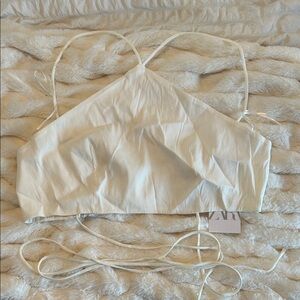 Zara Cream Strappy Backless Crop top